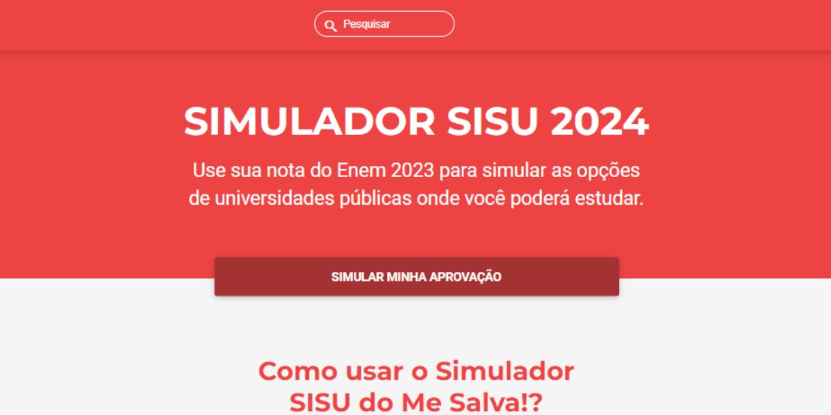 Página Simulador SISU 2025 - Me Salva